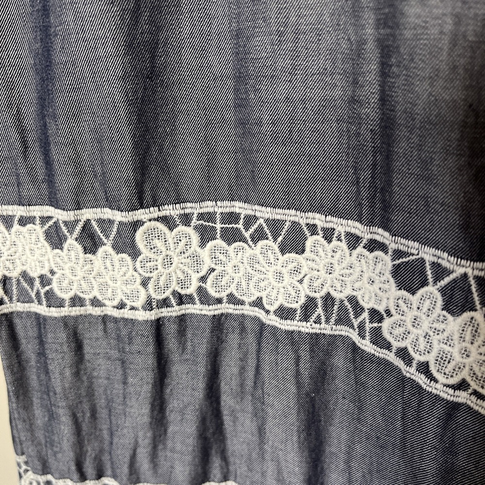 KARL LAGERFELD PARIS  Sleeveless Dress Denim Lace Size 8 Office Career‎ - Picture 6 of 9